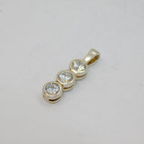 Sterling Silver Triple Round CZ Stick Charm Pendant Contemporary c2000s