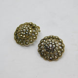 Pair of .800 Silver Marcasite Art Deco Flower Clip On Earrings Antique c1930