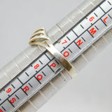 Sterling Silver Modernist Stripy Dress Band Ring Vintage c1990 Size O 1/2
