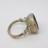 20th Century White Metal Ancient Style Onyx Centurion Intaglio Signet Ring c1920