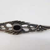 Sterling Silver Onyx Set Eagle Bird Form Bar Brooch Vintage c1970s