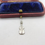 Sterling Silver Violin Musical Charm Pendant Vintage c1970