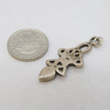 Sterling Silver Mother of Pearl Celtic Drop Charm Pendant Vintage c1970s
