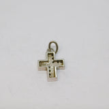 Sterling Silver Brushed Finish Paste Set Cross Charm Pendant Vintage c1970