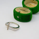 Sterling Silver CZ Set Cross Ring Vintage c1970 Size P 1/2
