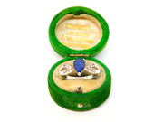Sterling Silver Peardrop Sapphire & Spinel Ring Vintage c1970 Size P 1/2