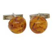 20th Century Continental 835 Silver & Baltic Amber Cufflinks Antique c1930