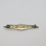 Sterling Silver Black Onyx Oval Set Wing Form Bar Brooch Pin Vintage c1970