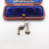 Sterling Silver Stork Delivering a Baby Charm Pendant Vintage c1970