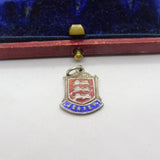 Sterling Silver and Enamel Jersey Travel Shield Charm Pendant Vintage c1970