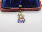 Sterling Silver and Enamel Jersey Travel Shield Charm Pendant Vintage c1970