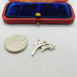 Sterling Silver Fun Leaping Dolphin Charm Pendant Vintage c1970