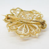 George III 14ct Gold & Woven Seed Pearl Floral Dress Brooch Antique c1800s