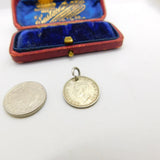 Sterling Silver George VI Threepence Coin Charm Pendant Vintage 1941