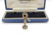 Sterling Silver Candlestick Victorian Phone Charm Pendant Vintage c1970