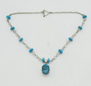 Sterling Silver, Turquoise & Moonstone Set Statement Necklace Vintage c1980