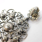 Austro-Hungarian Sterling Silver, Pearl & Garnet Drop Pendant Antique c1880s