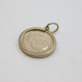 Sterling Silver George V Threepence Coin Charm Pendant Antique 1917