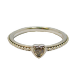Sterling Silver Spinel Heart Beaded Band Stacking Ring Vintage c1970 Size M 1/2