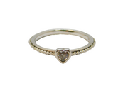 Sterling Silver Spinel Heart Beaded Band Stacking Ring Vintage c1970 Size M 1/2