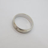 Sterling Silver Single Diamond Set Bevelled Wedding Ring Modern c1990 Size M