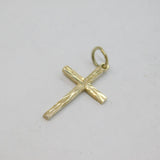 Sterling Silver Textured Minimalist Cross Charm Pendant Vintage c1970s