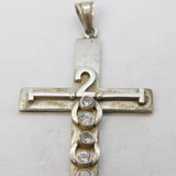 Sterling Silver Paste Set Millenium Cross Large Charm Pendant Vintage c1970s