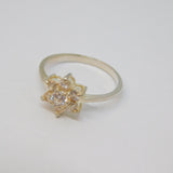 Sterling Silver Paste Set Flower Dress Ring Vintage c1970 Size R 1/2