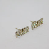 Pair of Sterling Silver Iridescent Crystal 'MUM' Stud Earrings Modern c2000