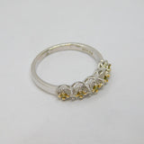 Sterling Silver & Gold Yellow & White Diamond Band Ring Vintage c1990 Size P 1/2
