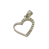 Sterling Silver Crystal Offset Open Heart Charm Pendant Modern c2000s
