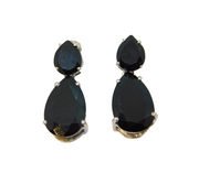 Pair of Sterling Silver Faceted Black Onyx Stud Cocktail Earrings Vintage c1970