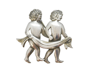 Sterling Silver Large Twins of Gemini Brooch Pin Vintage c1970s