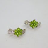 Pair of Sterling Silver Peridot Cluster & Spinel Stud Earrings Modern c1990