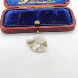 Sterling Silver and White Quartz Heart Charm Pendant Vintage c1970