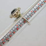 Silver Plated Black & Clear Crystal Cluster Ring Vintage c1970 Size J 1/2
