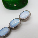 Sterling Silver Blue Dyed Mother of Pearl Drop Charm Pendant Vintage c1970