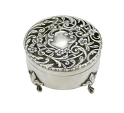 20th Century Sterling Silver Floral Jewellery Box Antique 1911 Birmingham