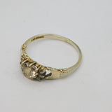 Sterling Silver & Gilt Clannad Style CZ Heart Ring Vintage c1970 Size R 1/2