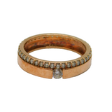 Rose-Gold On Sterling Silver CZ Double Row Dress Ring Vintage c2000 Size R 1/2