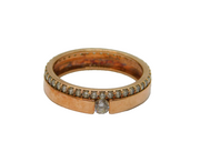 Rose-Gold On Sterling Silver CZ Double Row Dress Ring Vintage c2000 Size R 1/2