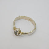 Sterling Silver Oval White Topaz Solitaire Dress Ring Vintage c1970 Size Q