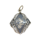Sterling Silver Niello Enamel Goddess Charm Pendant Antique c1940