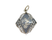 Sterling Silver Niello Enamel Goddess Charm Pendant Antique c1940
