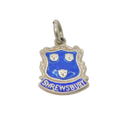 Sterling Silver Shrewsbury Enamel Shield Souvenir Charm Pendant Vintage c1970