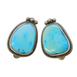 Roie Jaque Navajo Handmade Sterling Silver Turquoise Clip-On Earrings Vintage