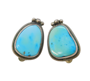 Roie Jaque Navajo Handmade Sterling Silver Turquoise Clip-On Earrings Vintage