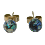 Pair of Sterling Silver Opal Pieces In Resin Ball Stud Earrings Vintage c1970