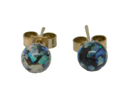 Pair of Sterling Silver Opal Pieces In Resin Ball Stud Earrings Vintage c1970