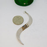 Sterling Silver Planished S-Shaped Long Drop Pendant Vintage c1970